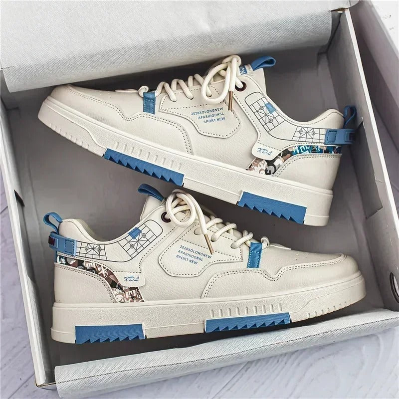 Men's shoes 2025 summer new breathable white shoes men's trendy and versatile thick soled sports board shoes trendy shoes